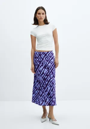 Printed satin skirt