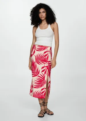 Printed skirt with slit