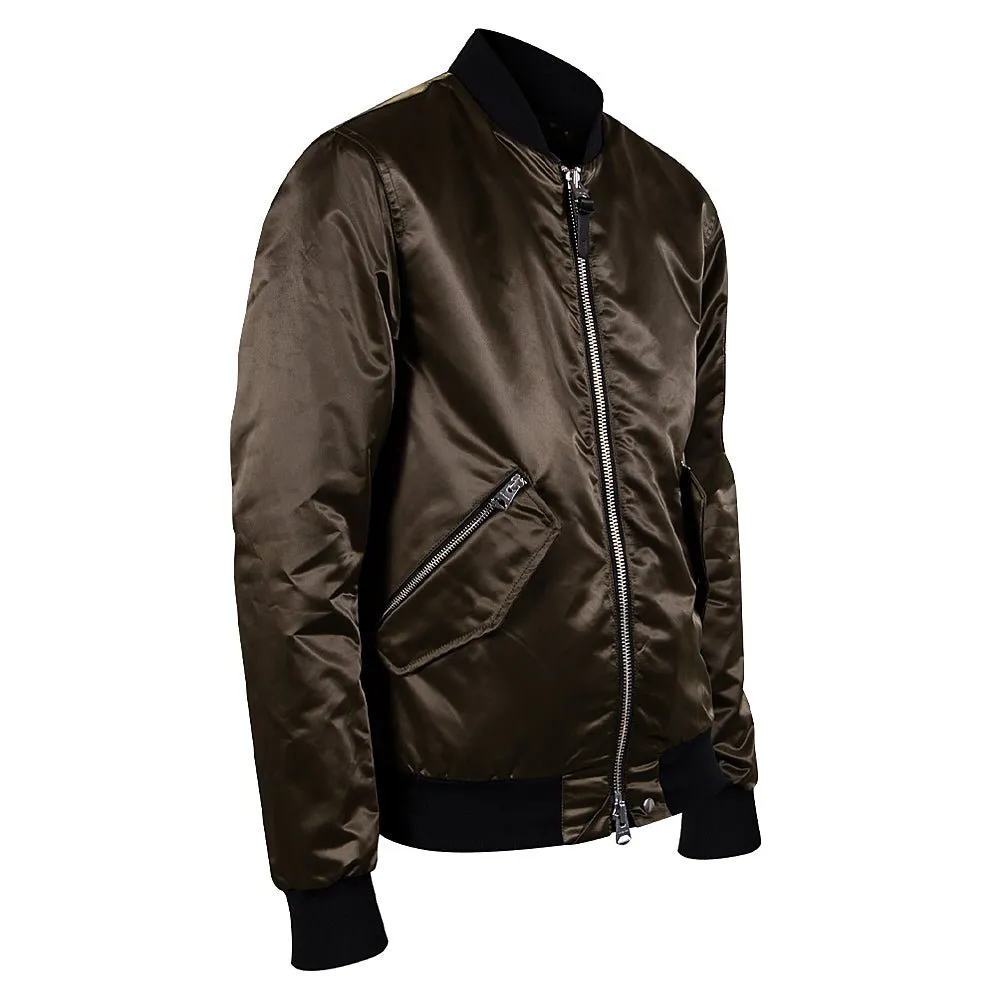 Ragnar Satin Bomber Jacket | Army