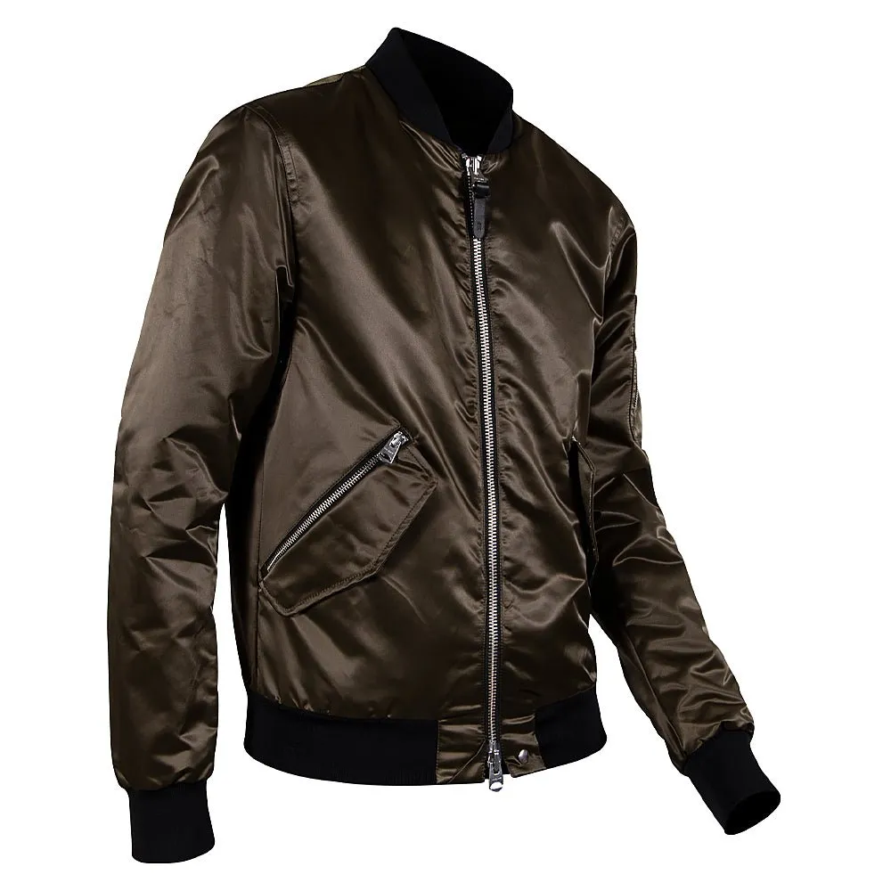 Ragnar Satin Bomber Jacket | Army