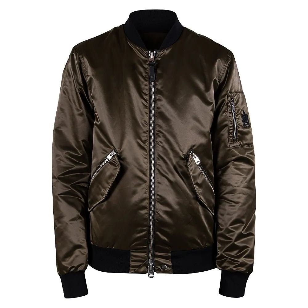 Ragnar Satin Bomber Jacket | Army