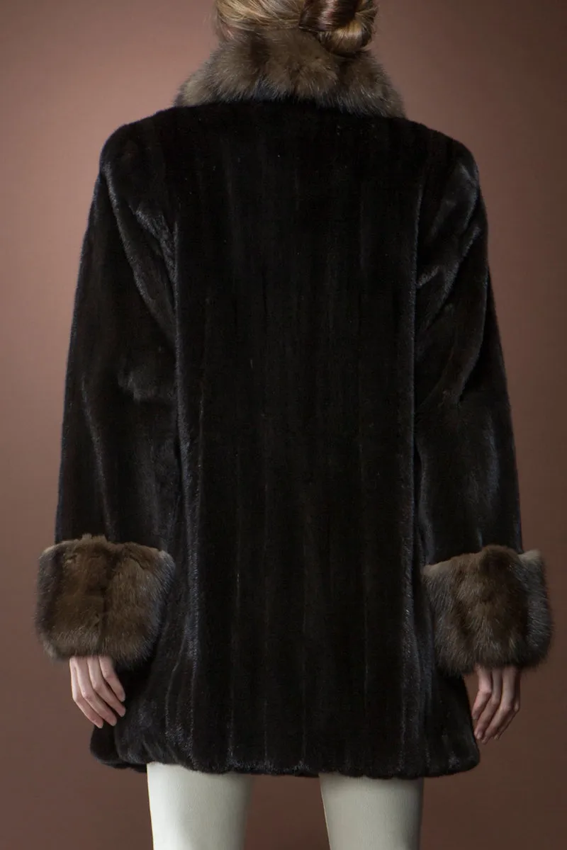 Ranch Mink and Sable Mid-Length Fur Coat