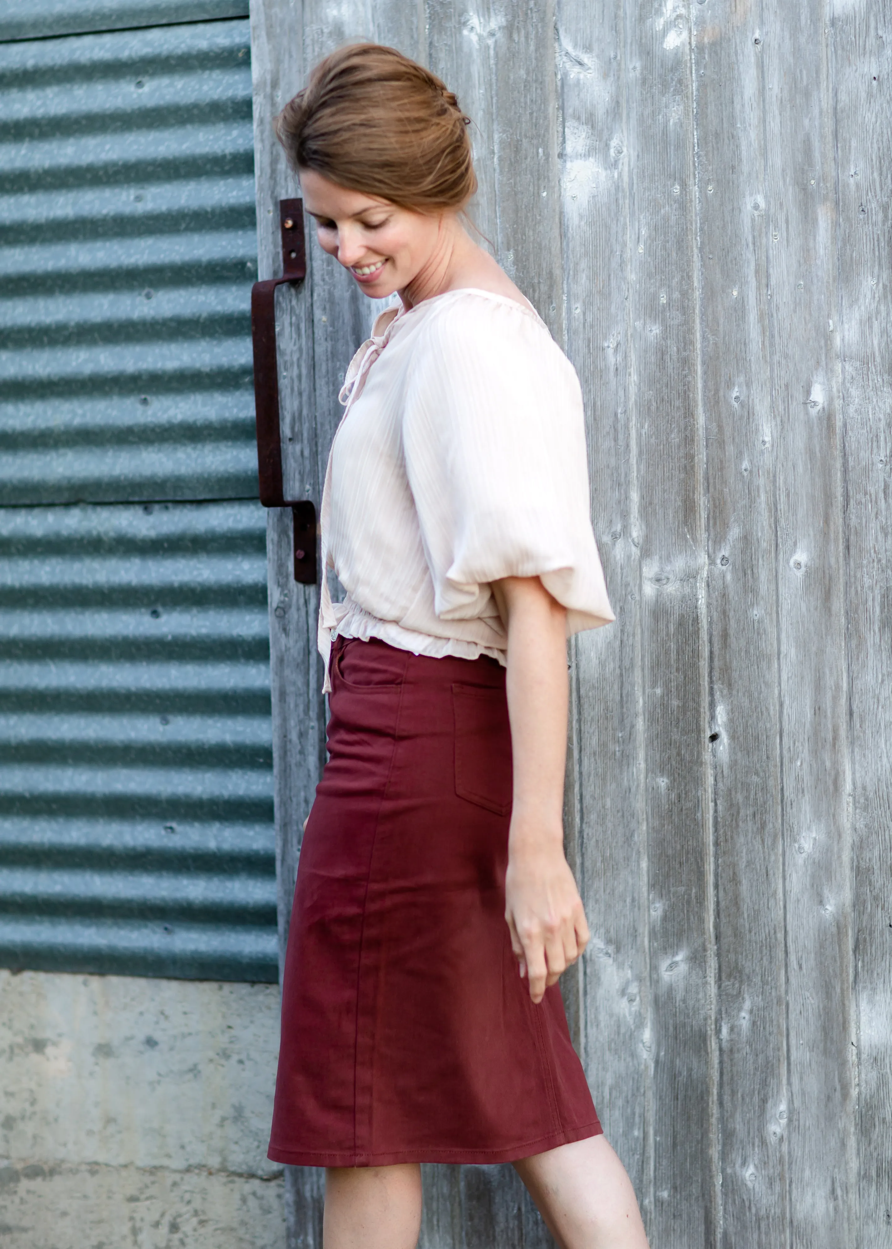 Remi Rosewood Denim Midi Skirt - FINAL SALE