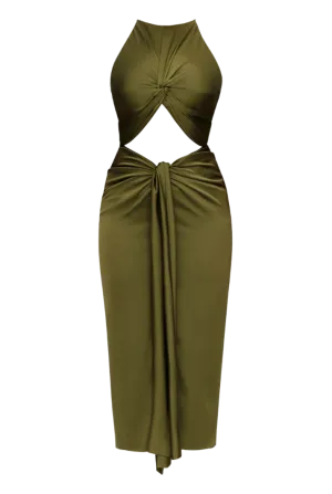 Reni Cut-Out Midi Dress | Olive