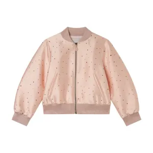 Rhinestone Embellished Satin Bomber Jacket