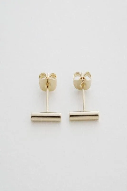 Round Midi Bar Stud Earrings