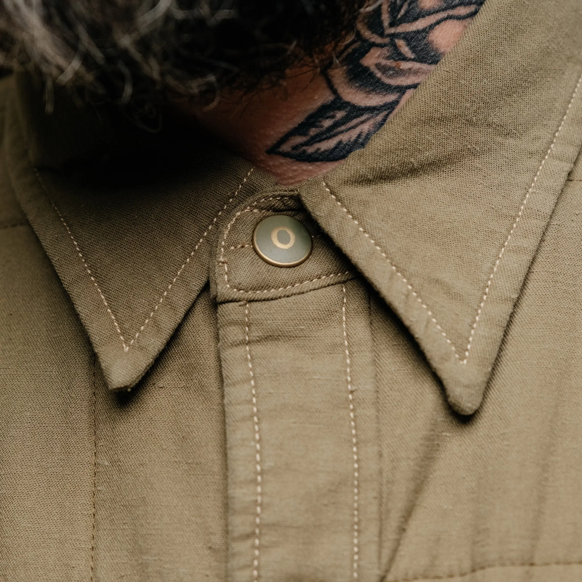 RRL Quilted Twill Shirt Jacket Olive Drab