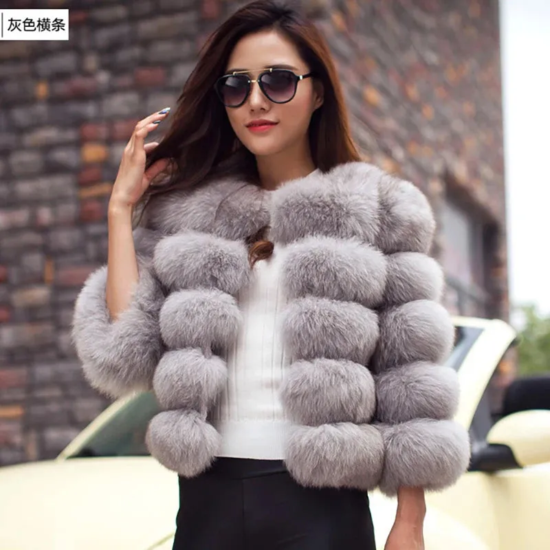 S-2XL Hooded Pink FAUX Fur Coat (Elegant)