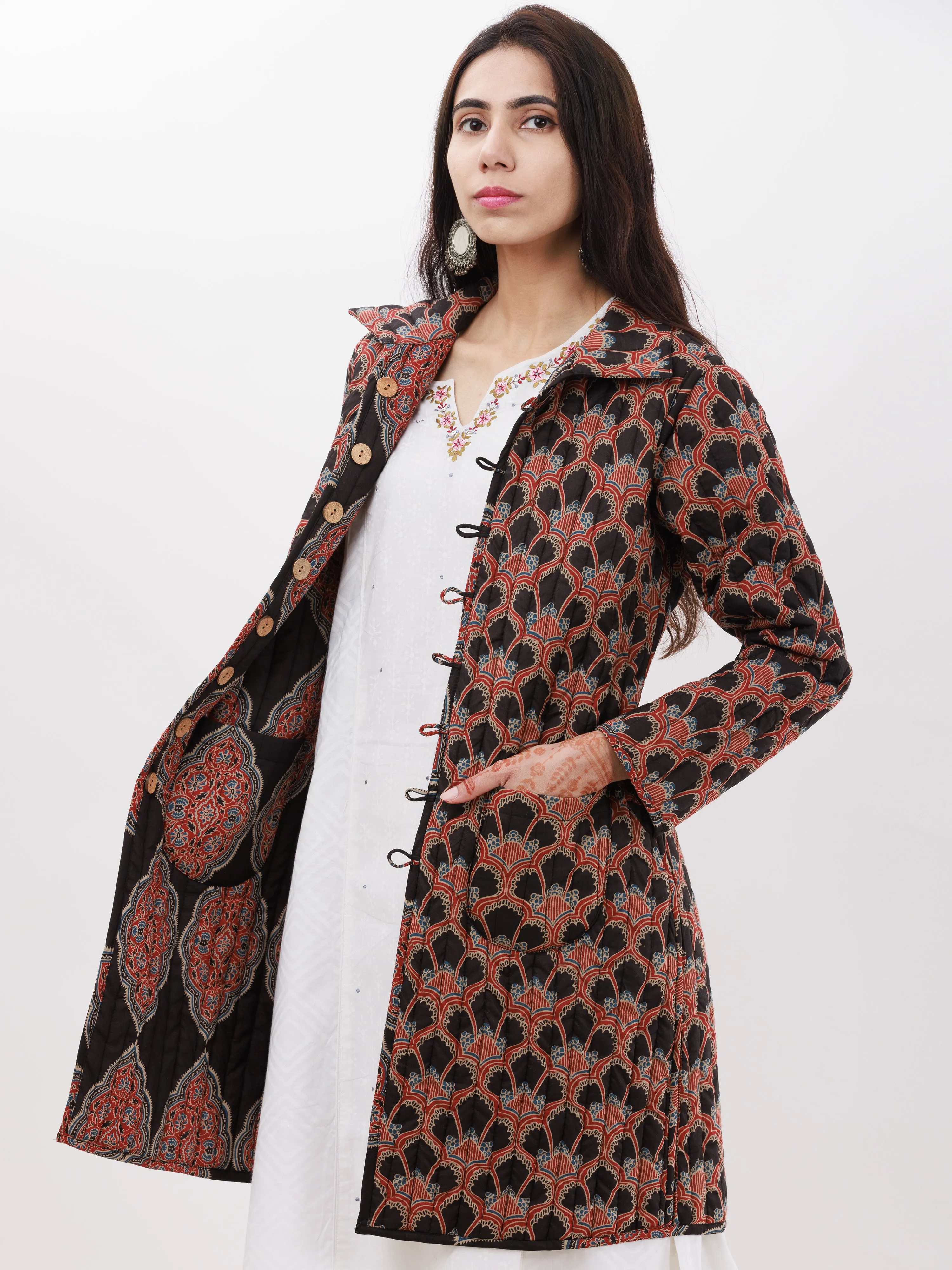 Shishir Diya Ajrakh Quilted Reversible Jacket