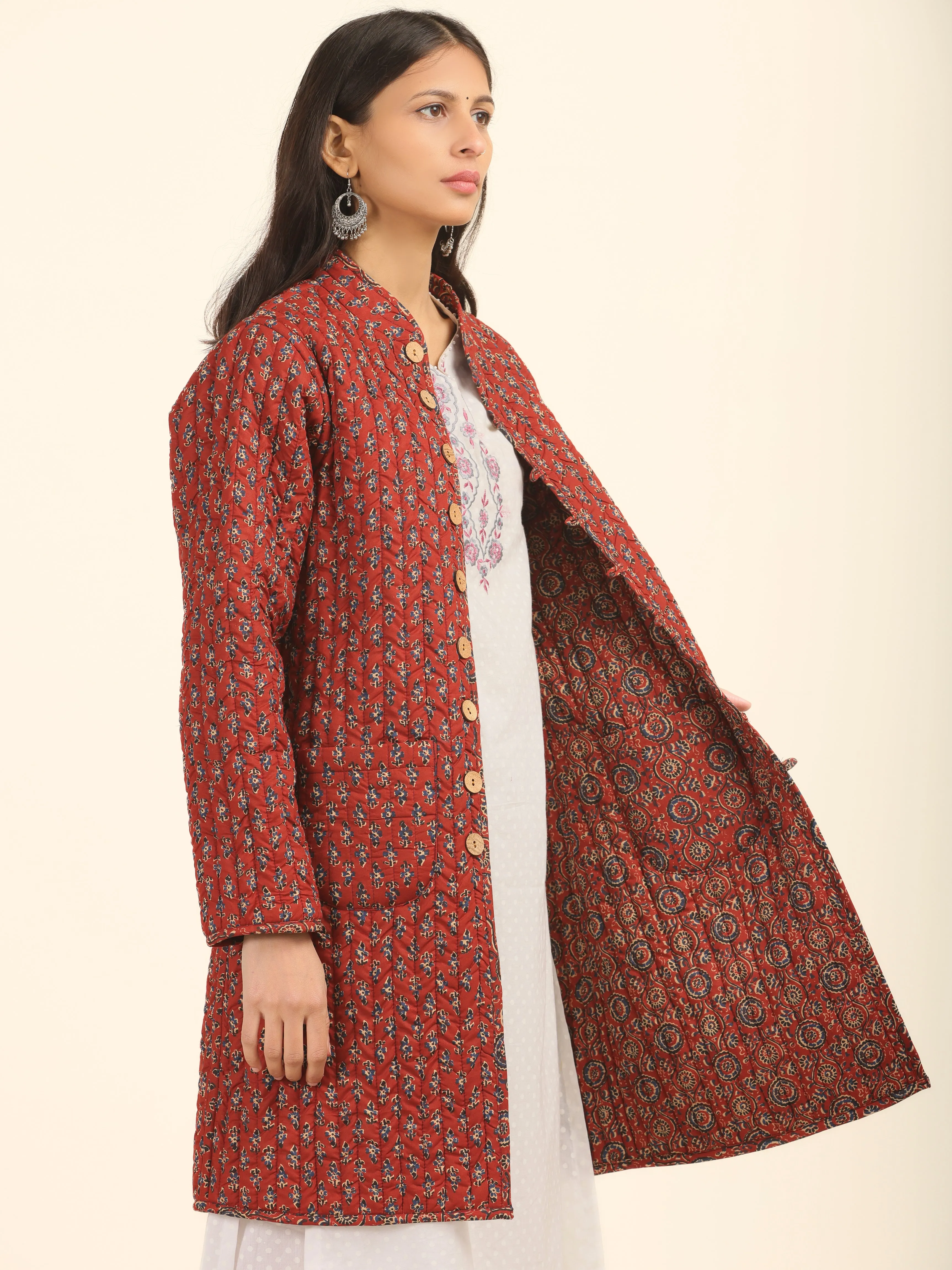 Shishir Tulika Ajrakh Quilted Reversible Jacket