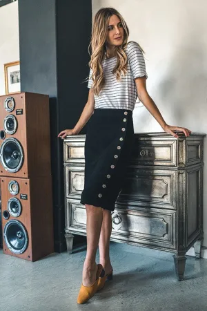 Side Button Down Skirt