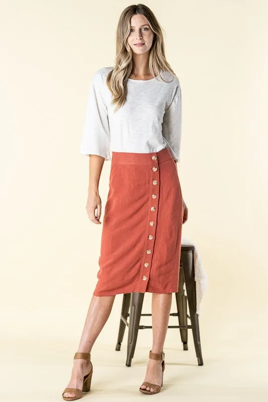 Side Button Down Skirt