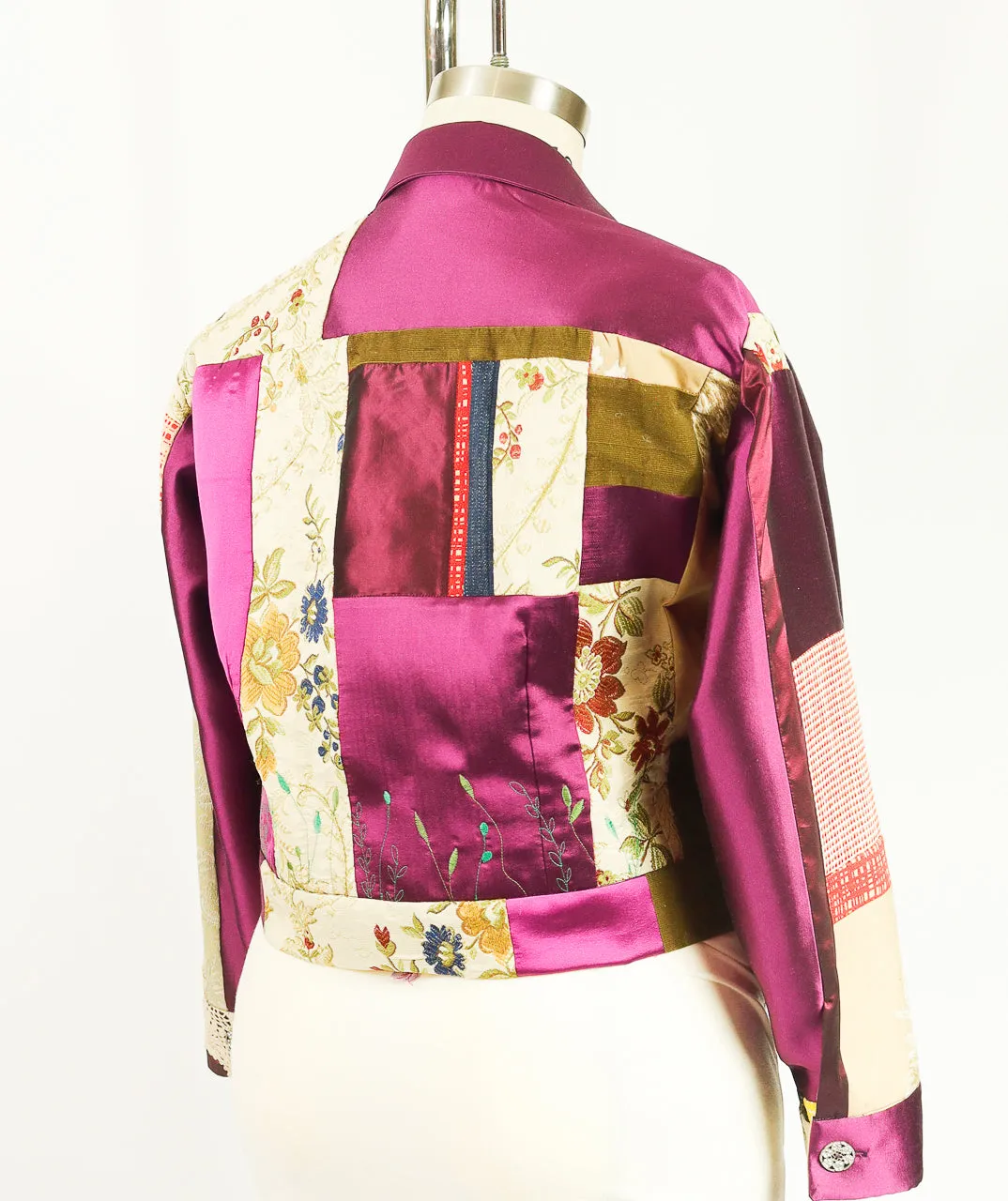 Silk Satin and Embroidered Patchwork Jacket