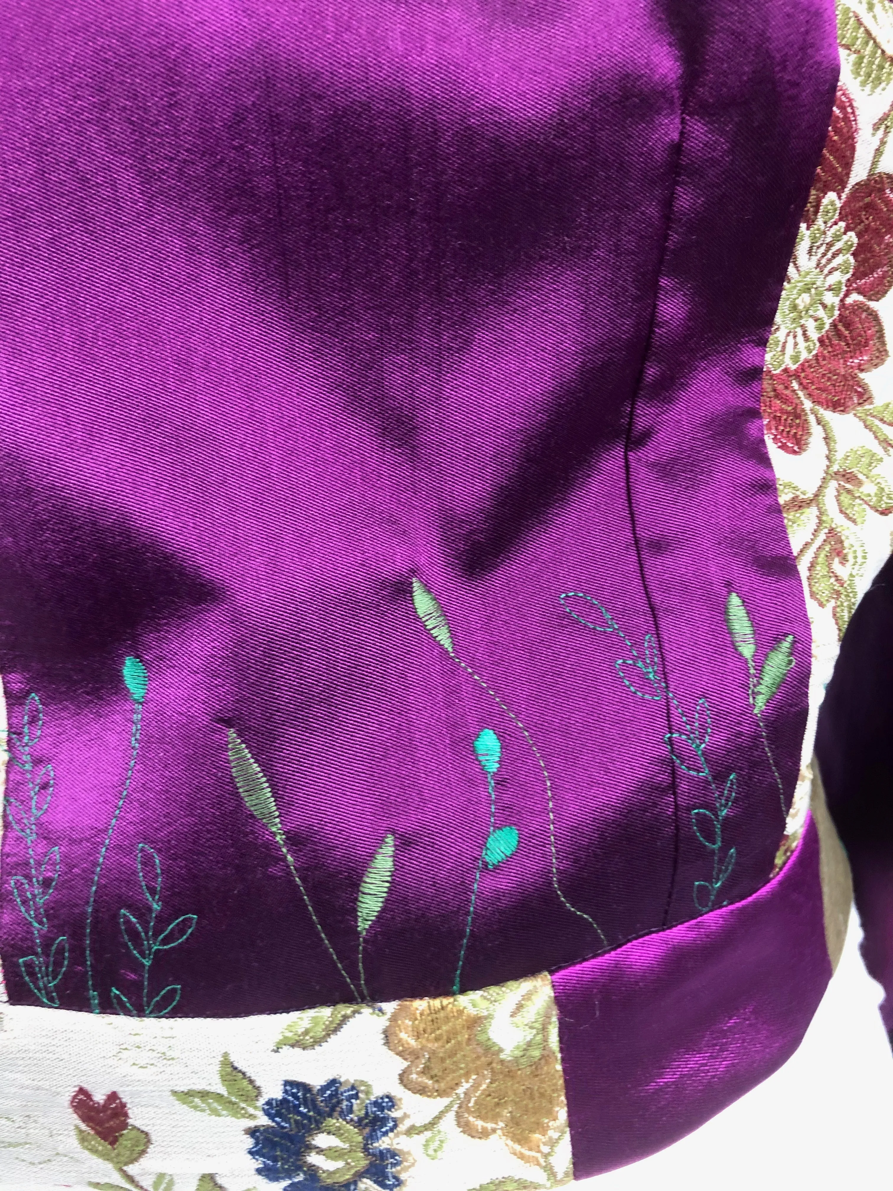 Silk Satin and Embroidered Patchwork Jacket