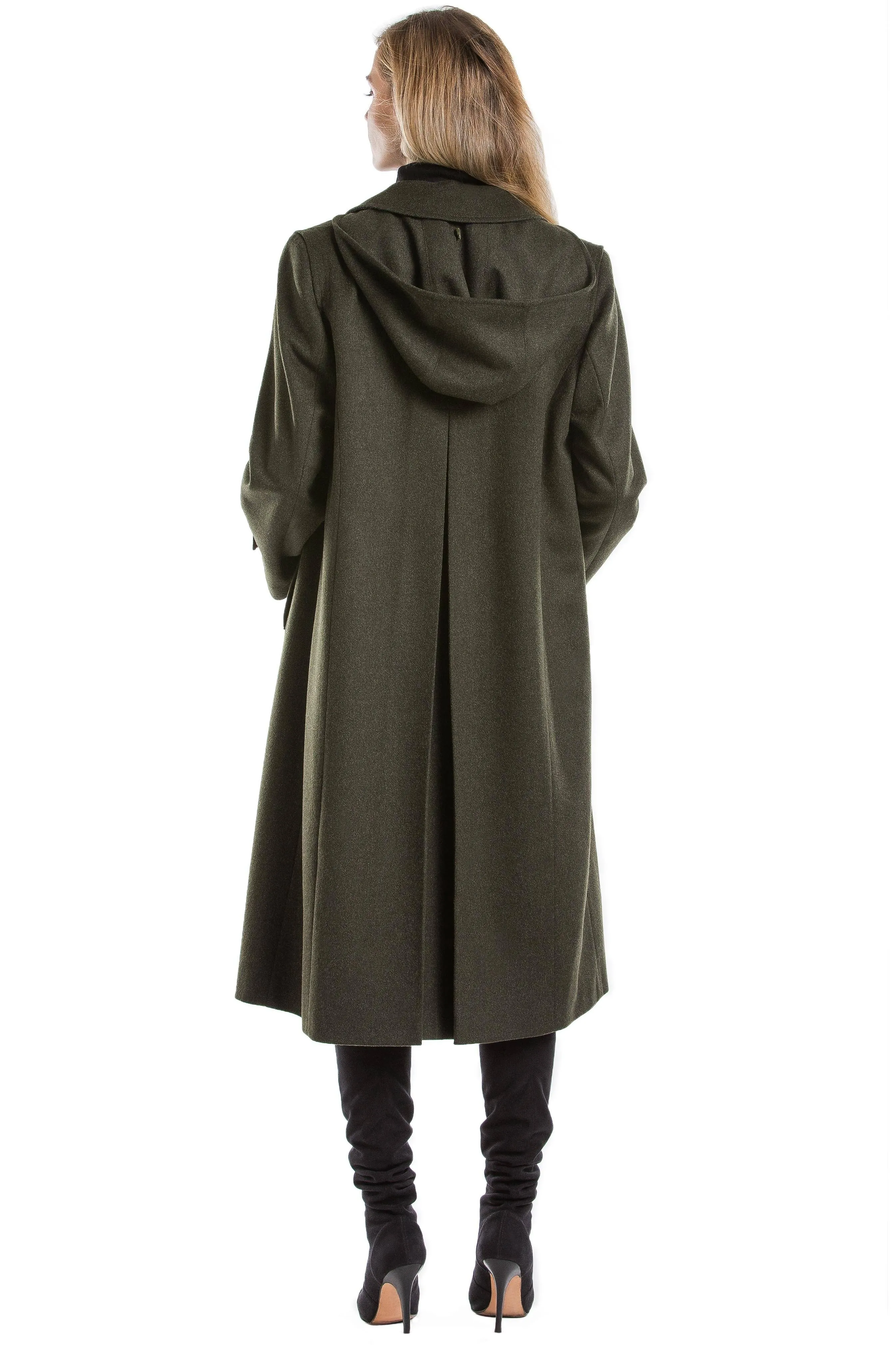 Silvia - Women's Traditional Loden Coat in Green with zip out lining