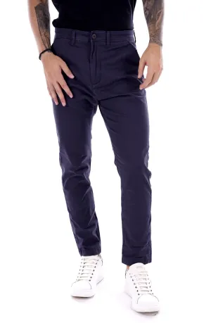 Solid Pantalone Blu Da Uomo