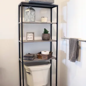 Sunnydaze 4-Tier Black Over-the-Toilet Storage Shelf - 69"