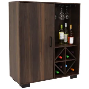 Sunnydaze Lavina Wine Bar Cabinet with Glass Rack and Bottle Storage Shelves