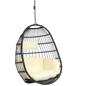 Sunnydaze Penelope Outdoor Hanging Egg Chair with Seat Cushions