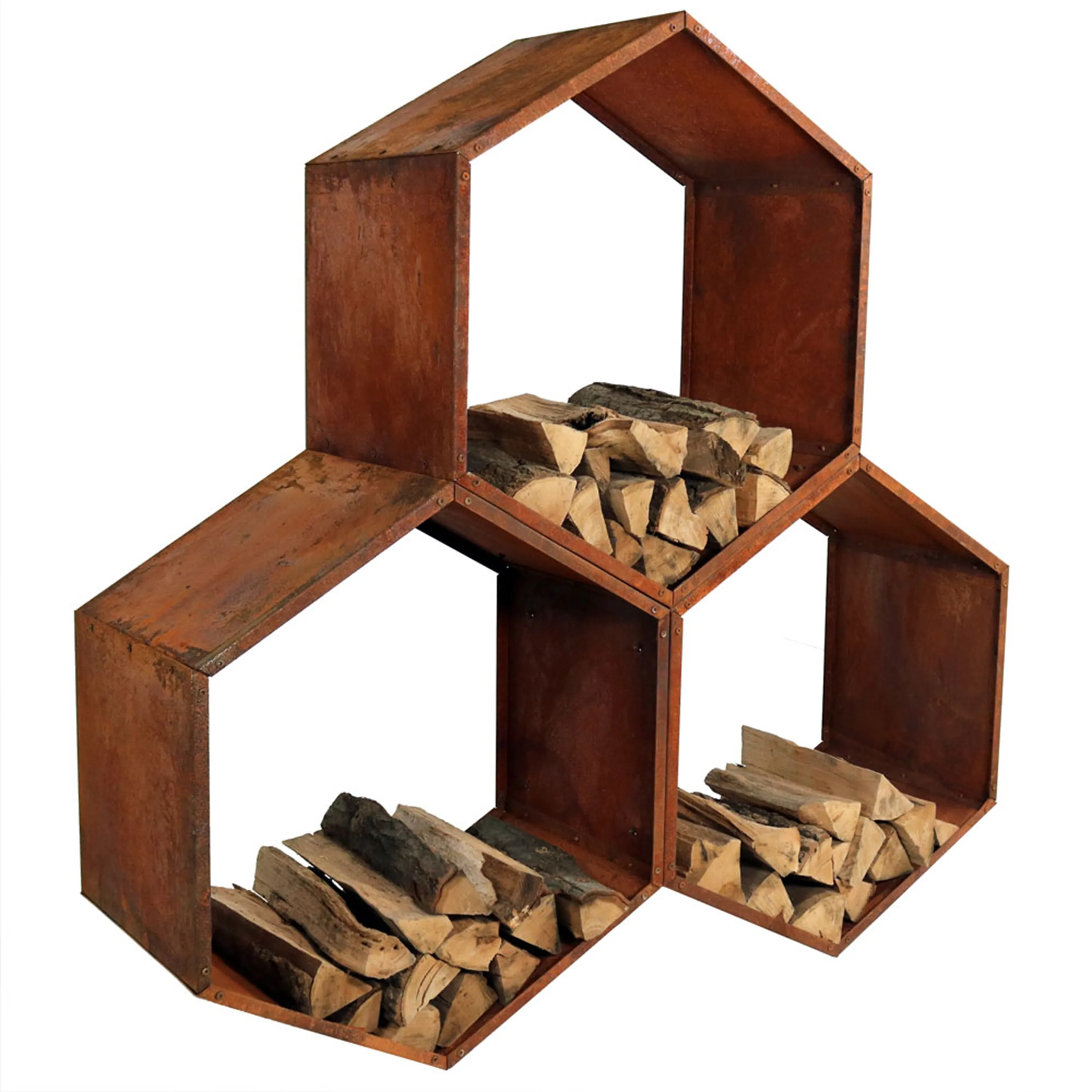 Sunnydaze Rustic Hexagon Firewood Storage - 30"