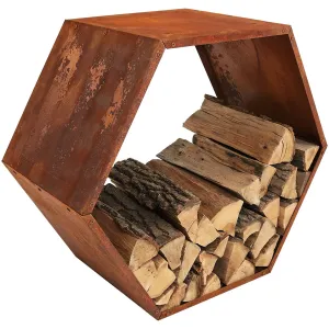 Sunnydaze Rustic Hexagon Firewood Storage - 30"