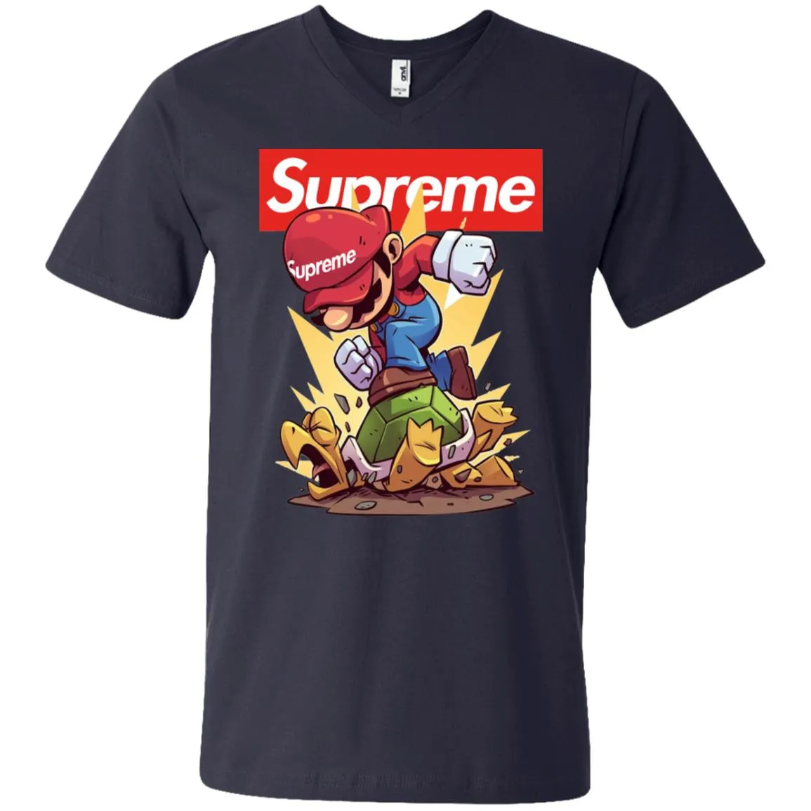 Supreme Mario Gaming T-shirt Men V-Neck T-Shirt