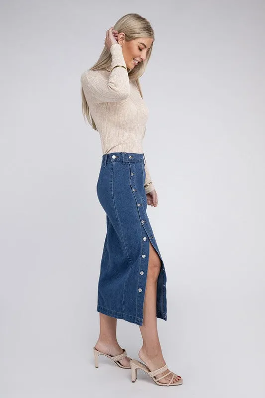 TEEK - Blue Midi Denim Skirt