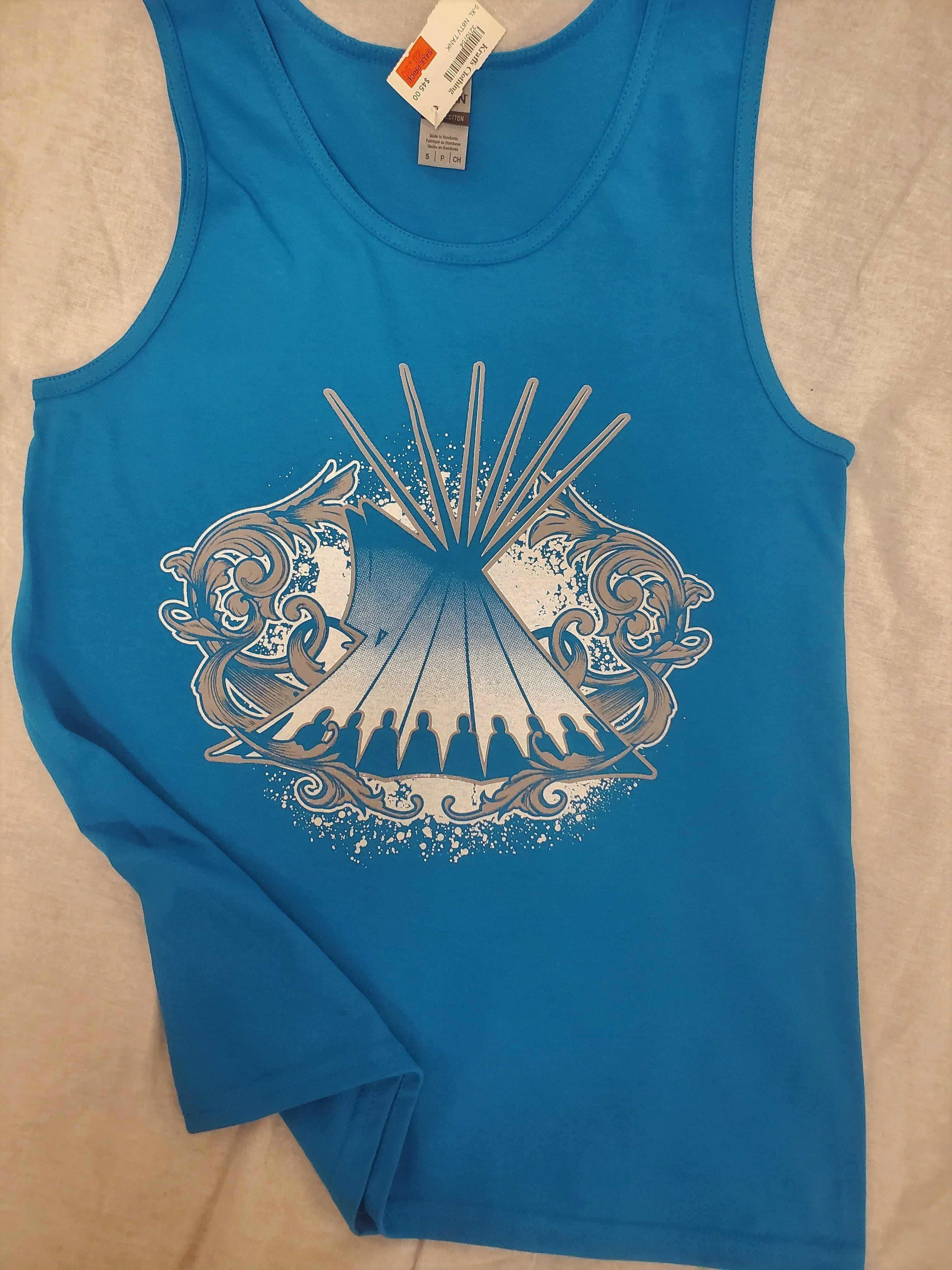 Tepee Swirl Native Themed Tank, Turquoise