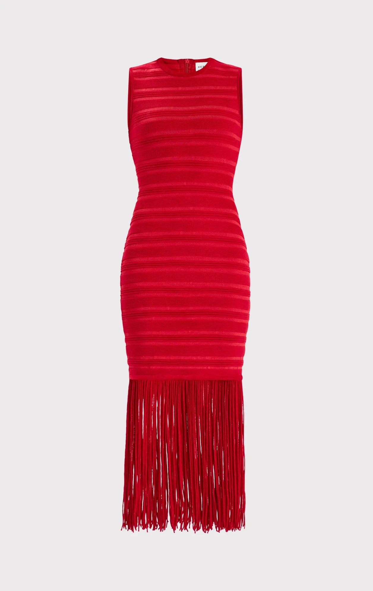 TEXTURED CHENILLE S/L FRINGE MIDI DRESS