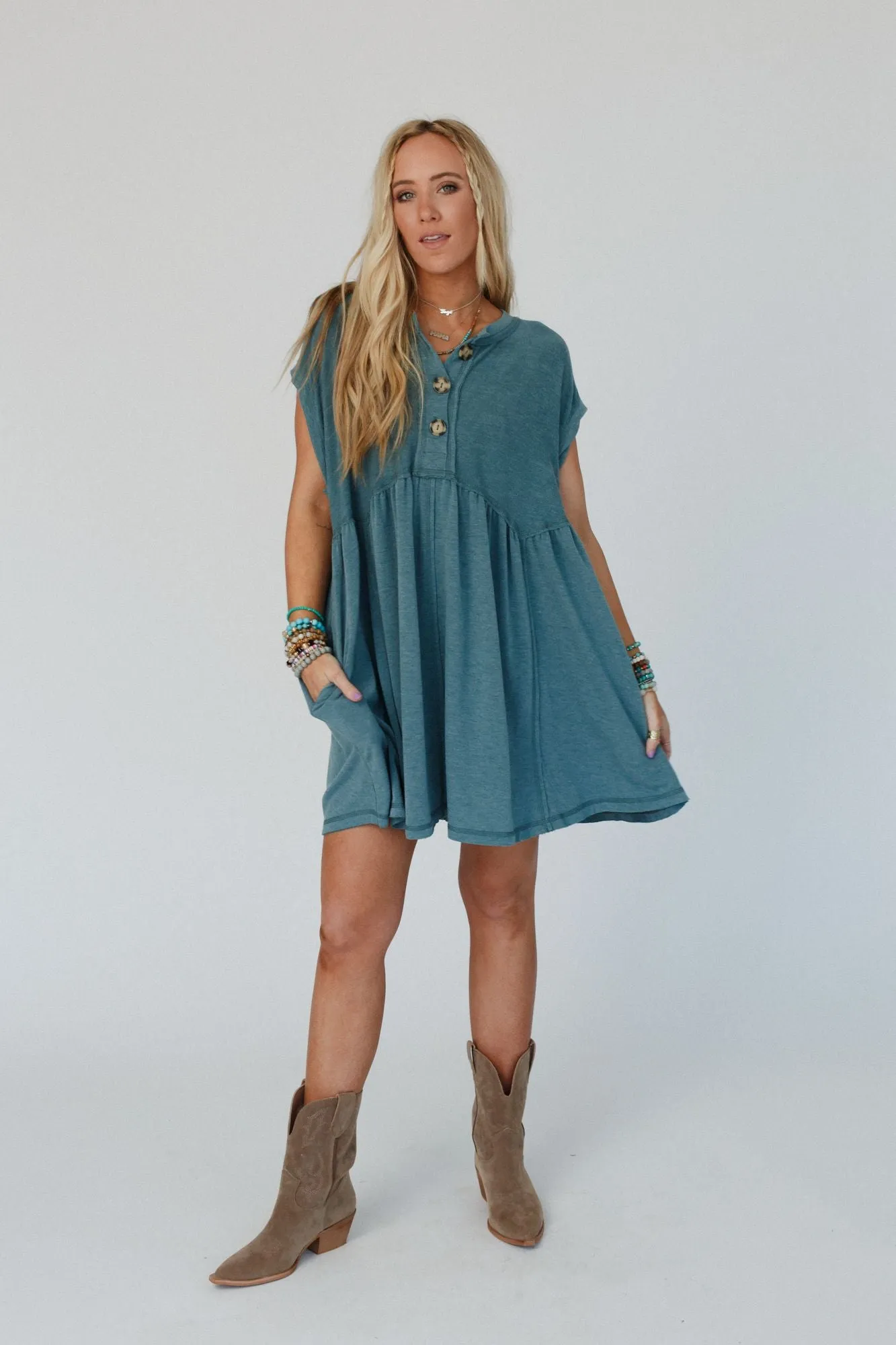 The Nest Sweet Nothings Baby Doll Dress - Teal