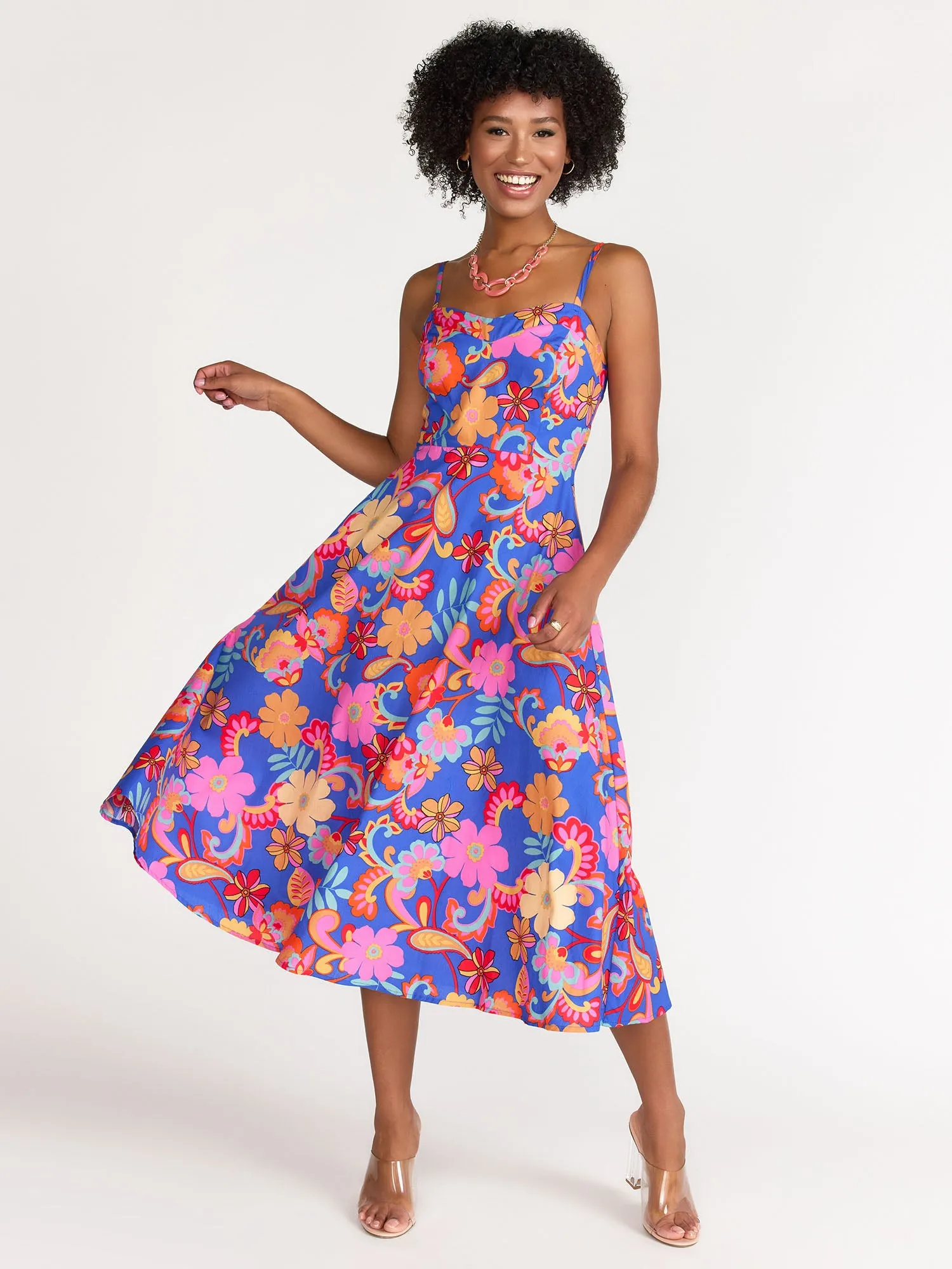 Very Refreshing Poplin Midi Dress - Flying Tomato