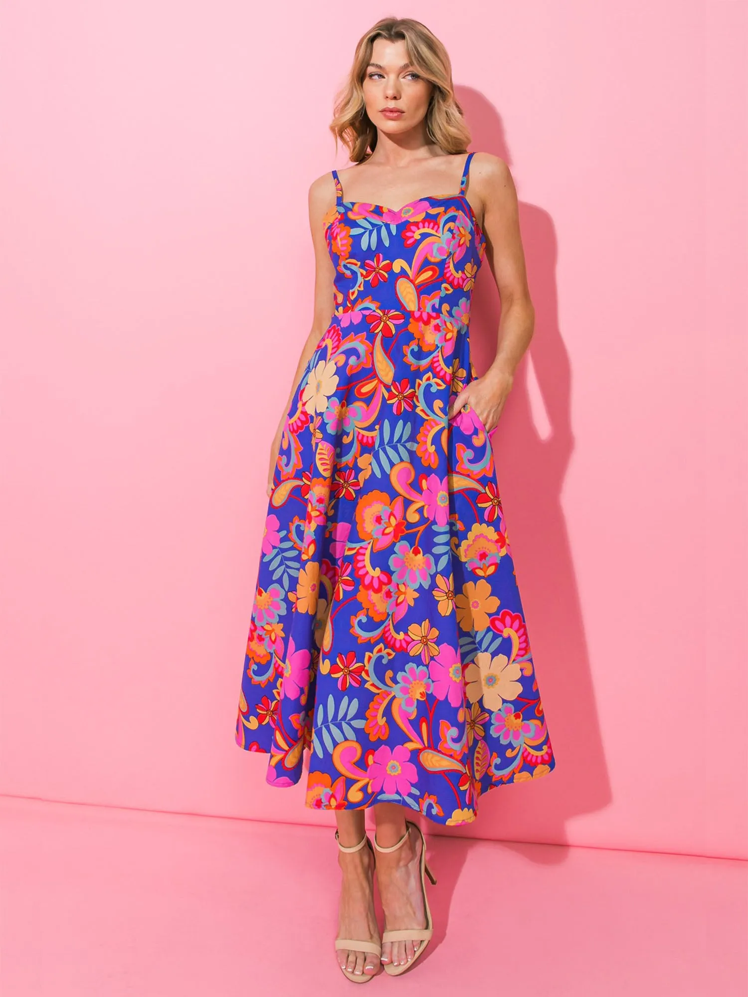 Very Refreshing Poplin Midi Dress - Flying Tomato