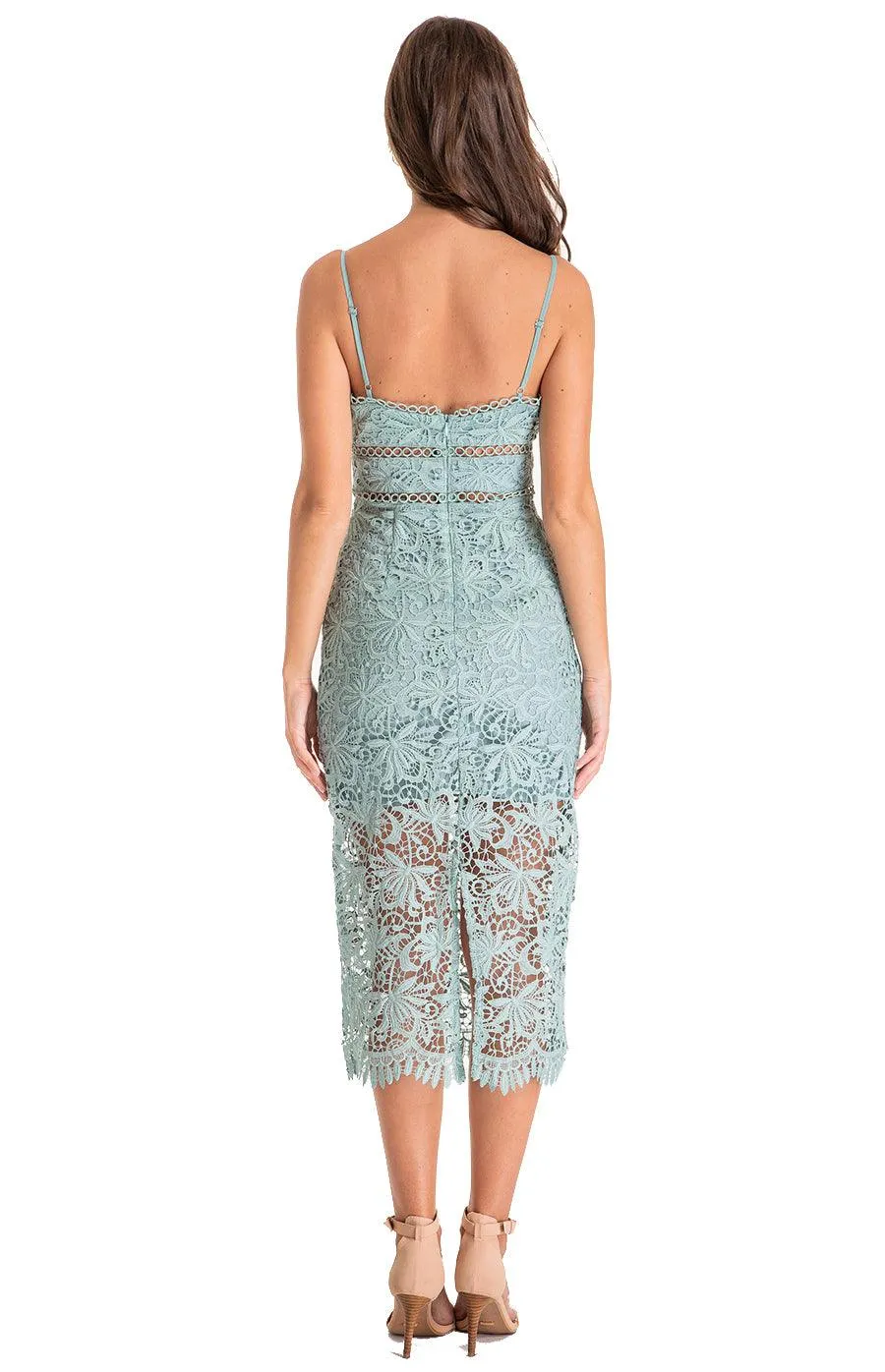 Women's Mint Love Heart Neckline Lace Dress