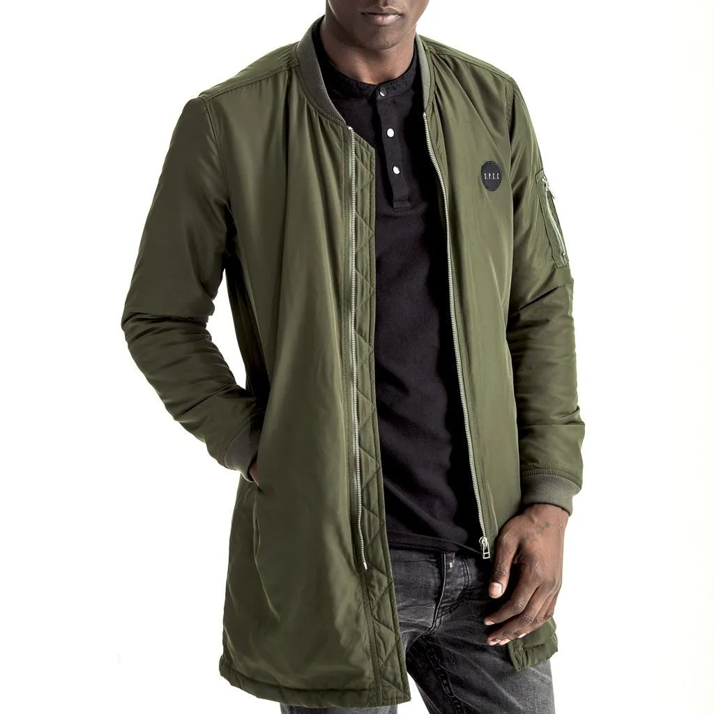 Xavier Longline Bomber Jacket - Olive