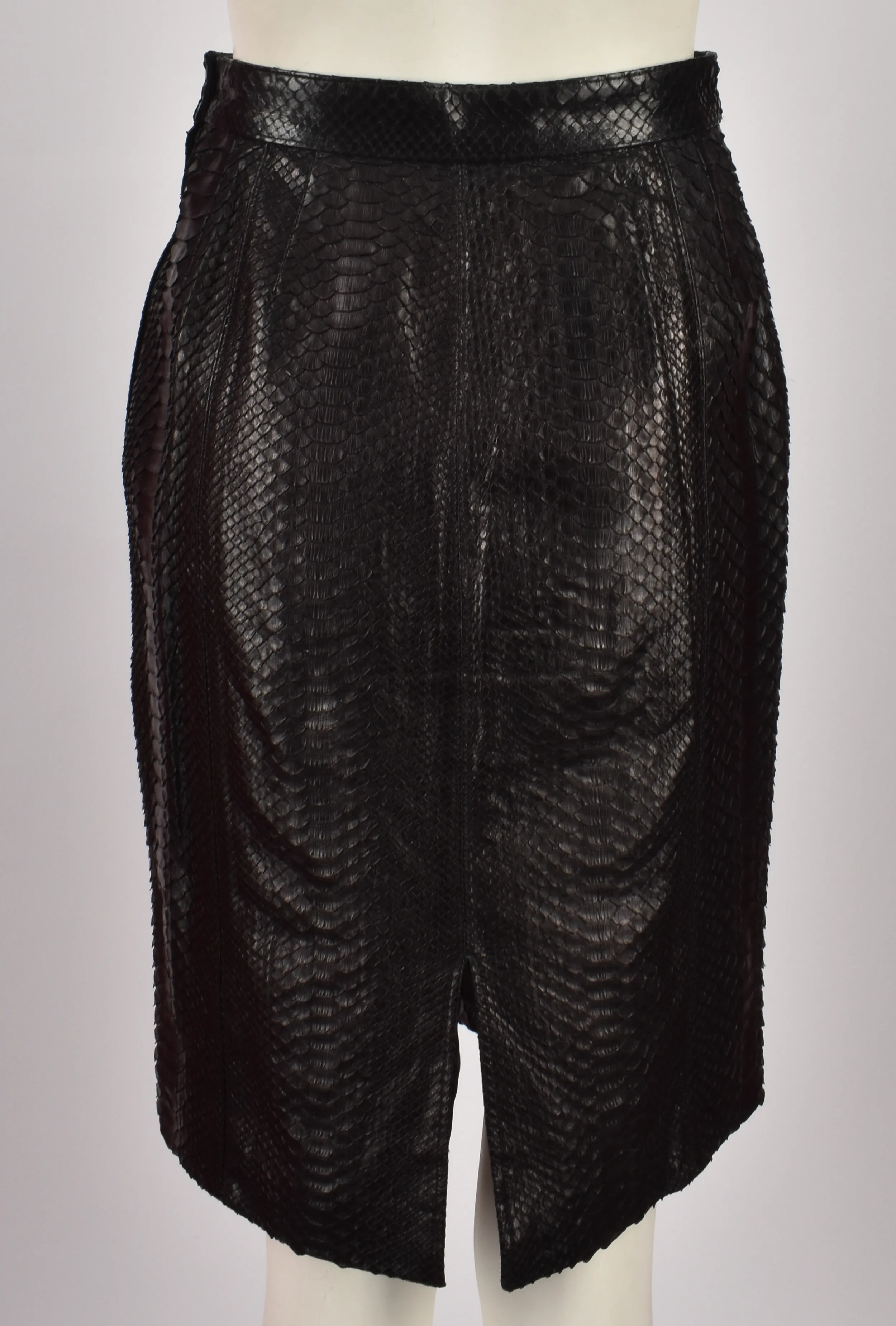 YVES SAINT LAURENT BLLACK PYTHON MIDI SKIRT