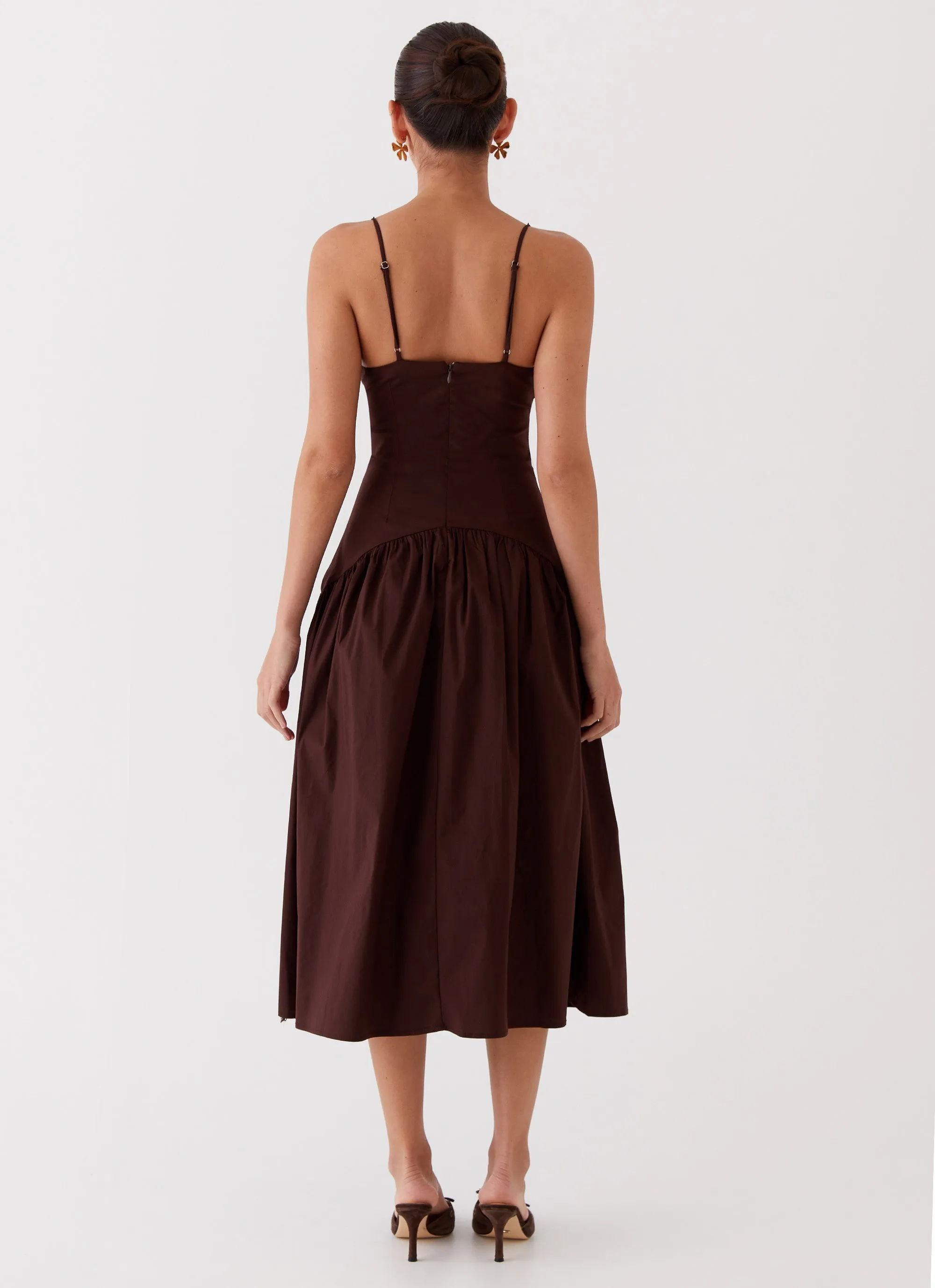 Yvette Corset Midi Dress - Chocolate